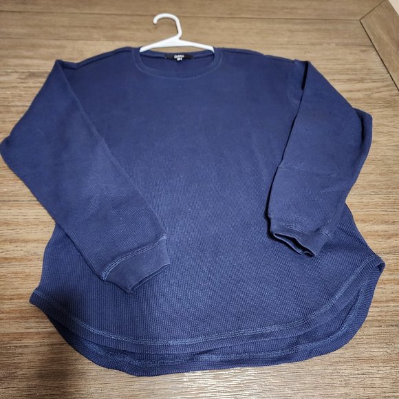 Quince Tops - Quince Luxe Organic Waffle Thermal Crew NWOT Navy XS